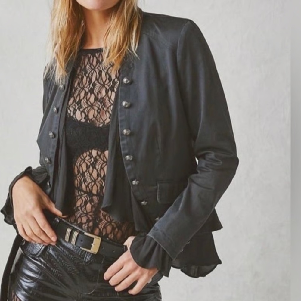 Free People Ruffles and Romance Military-Style Jacket
